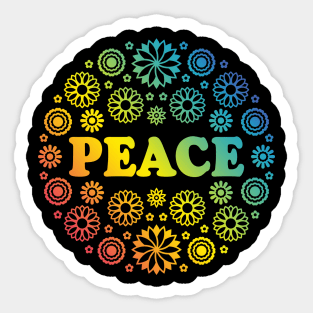 Peace Flowers Rainbow Sticker